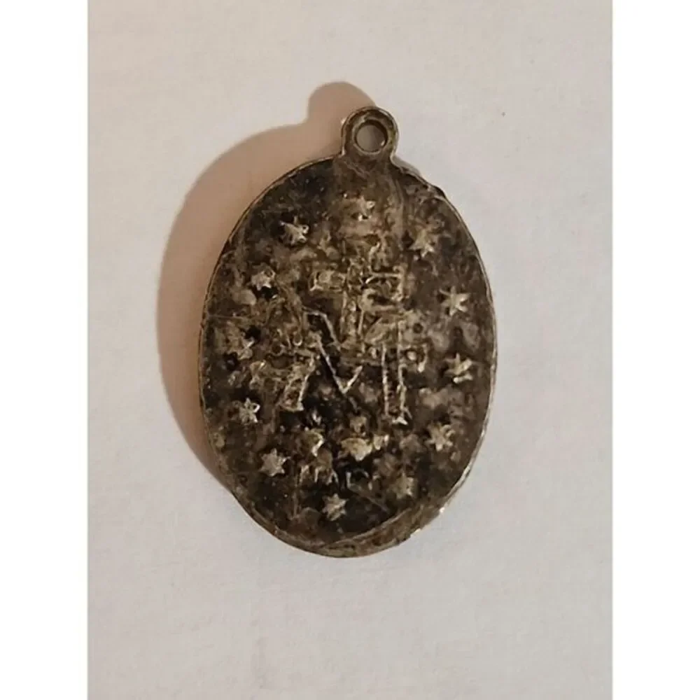 Antique vintage oval medal Miraculous Virgin Mary‎ Italy